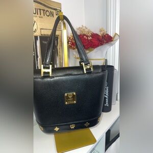 MCM Black Bag with Gold Hardware